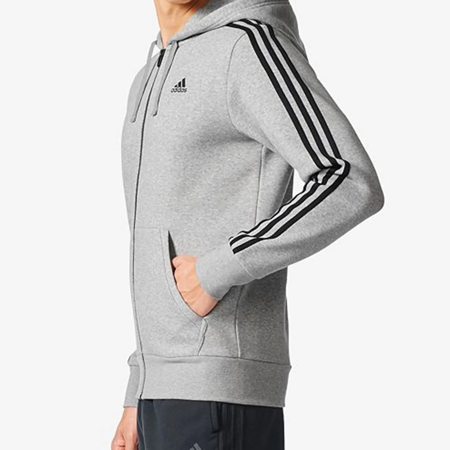 Adidas 3- Stripes Men's Big And Tall Essential Hoodie Medium Grey Heather/Black