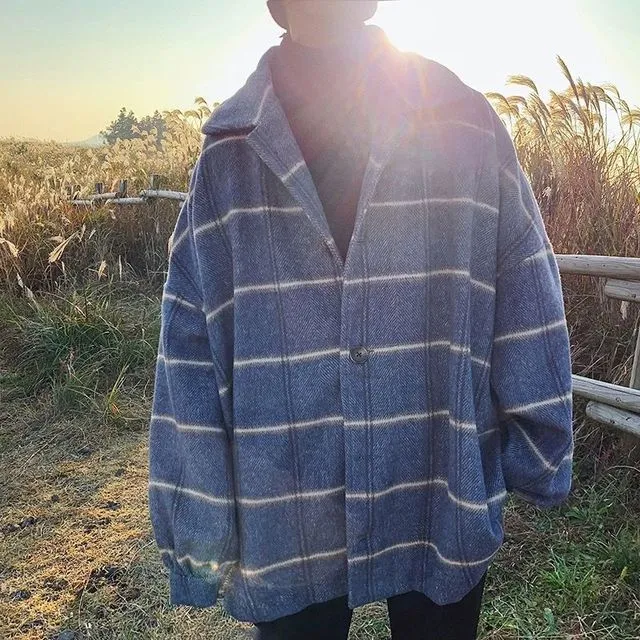 Aidase Simple Retro Check Jacket Tide Boy Japanese Street Autumn And Winter Wild Plaid Jacket Thick Shirt