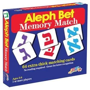 Aleph Bet Hebrew Memory Match Cards Game - 64 Extra-Thick Durable Cards