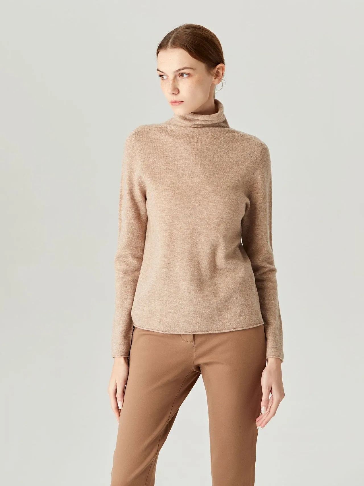 Amazing Memories Tan Cowl Neck Sweater