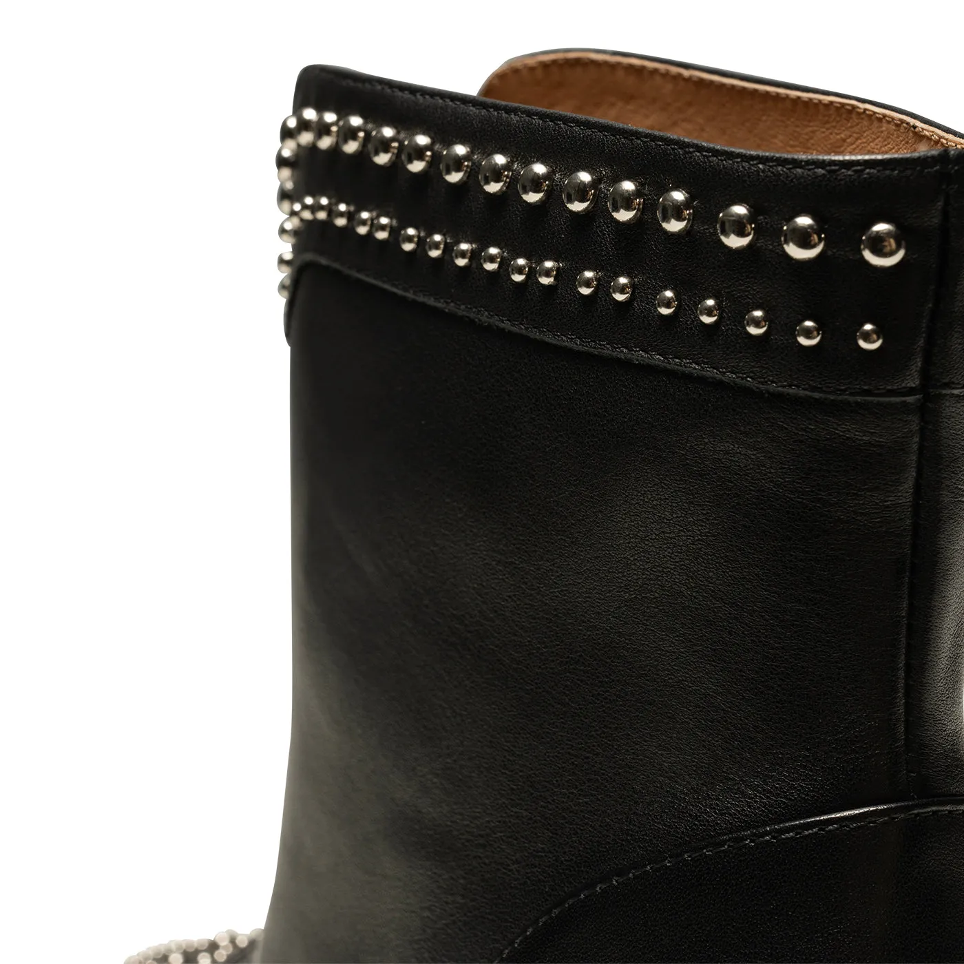 Annika western stud leather - BLACK