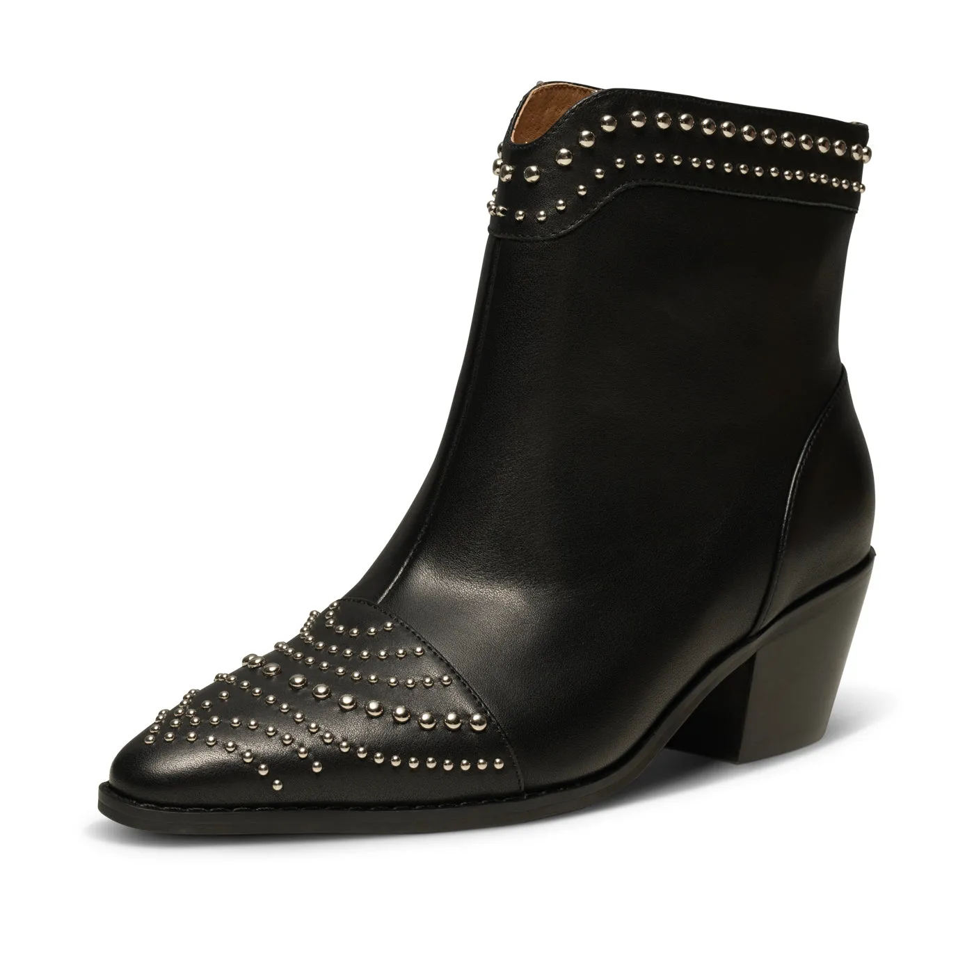 Annika western stud leather - BLACK