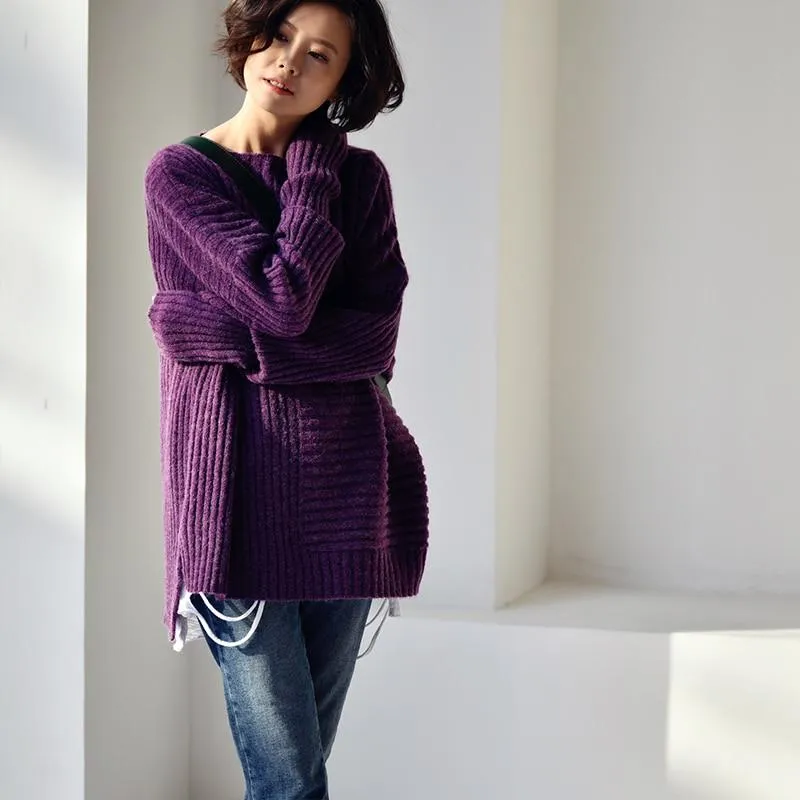 Ashley Purple Cable Knit Sweater