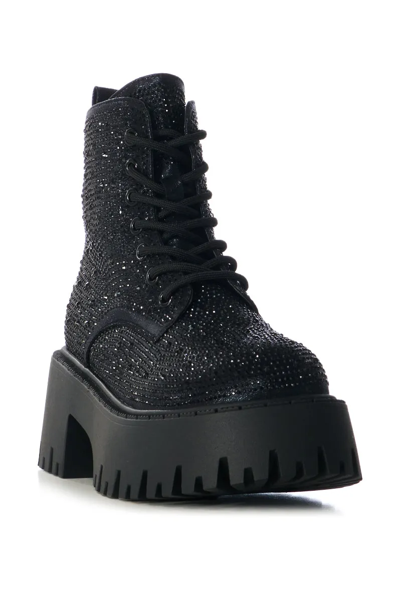 AZALEA WANG JEKYLL BLACK RHINESTONE BOOTIE