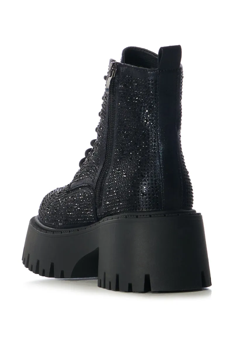 AZALEA WANG JEKYLL BLACK RHINESTONE BOOTIE