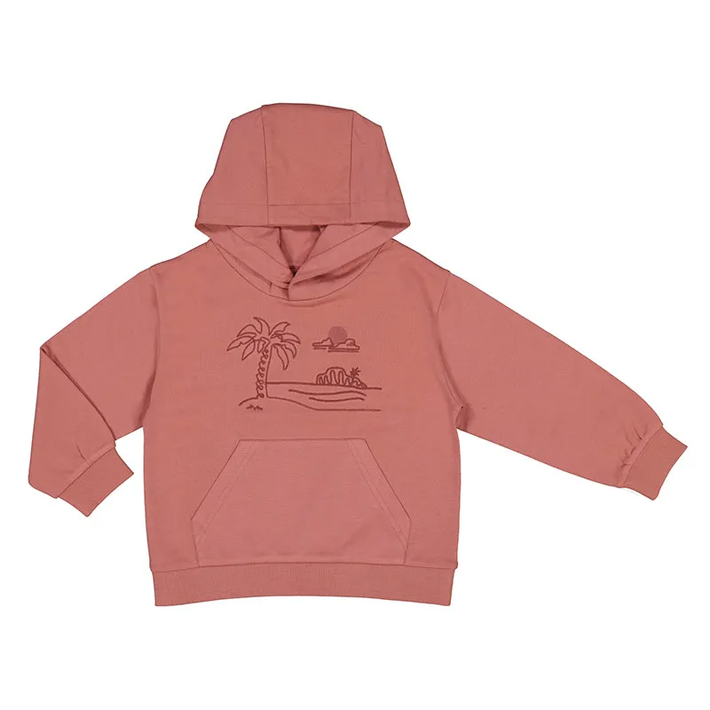 Boys Embroidered Island Hoodie- Guava