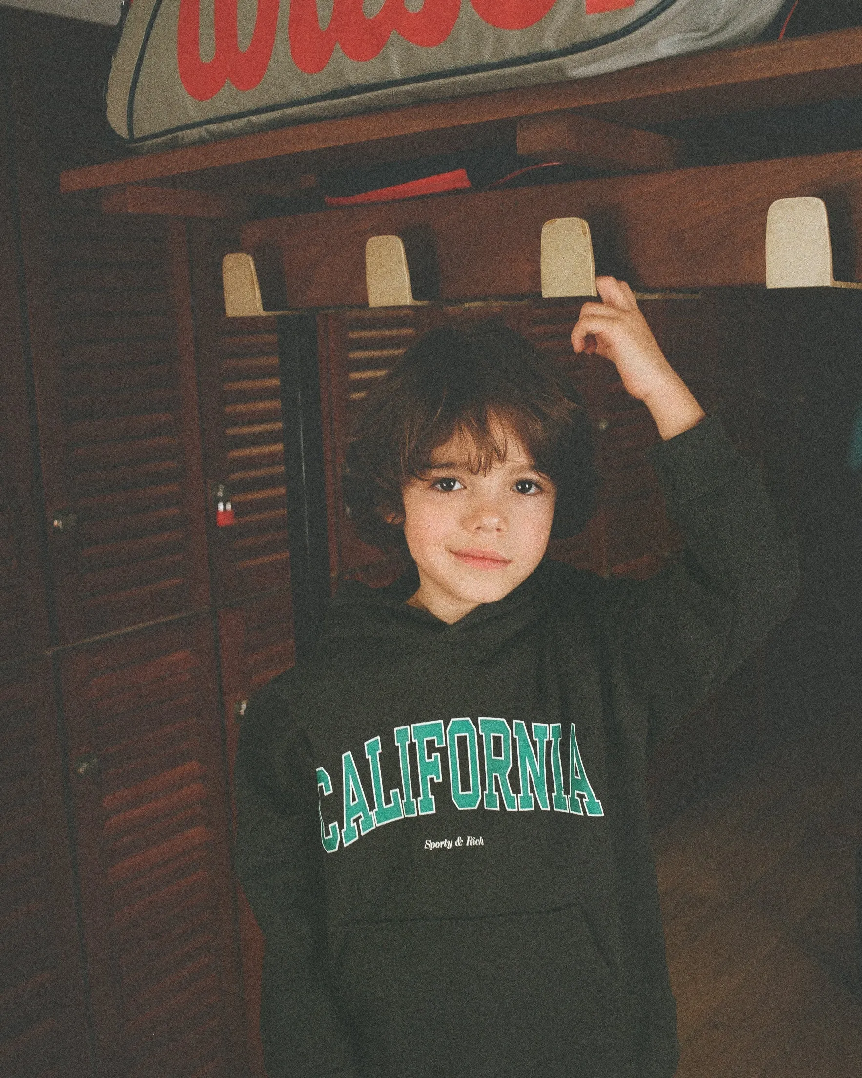 California Kids Hoodie - Faded Black/Spring Green