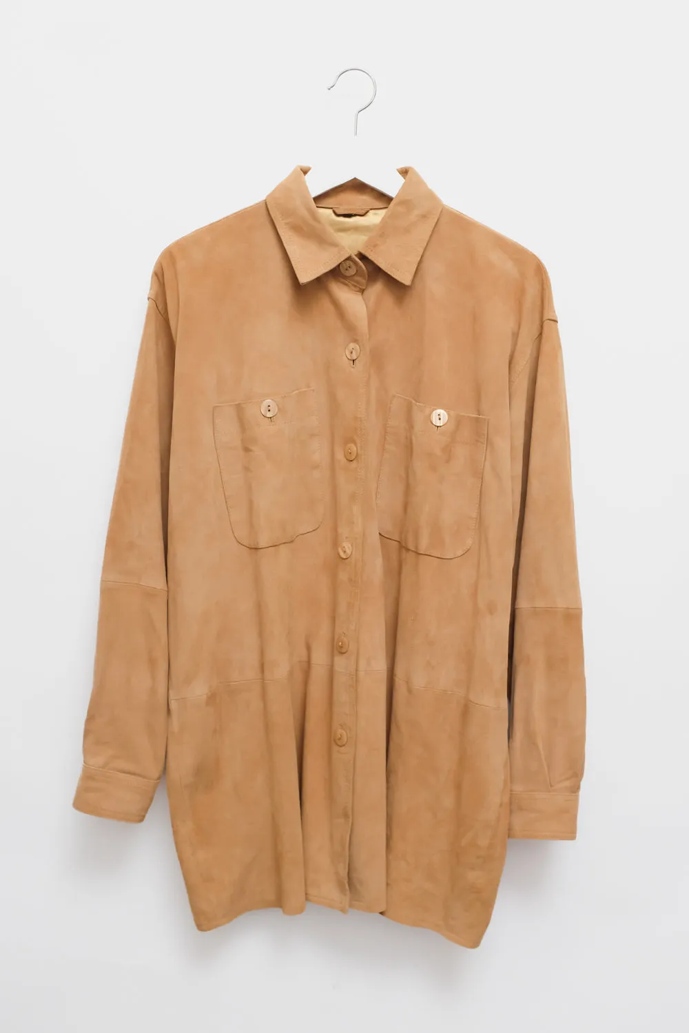 CAMEL SUEDE LEATHER SHIRT JACKET