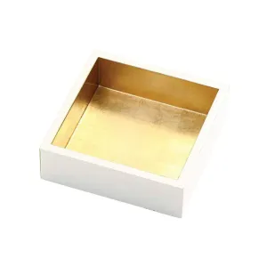 Cocktail Napkin Holder - White with Gold Lacquer