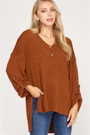 Copper Button Sweater