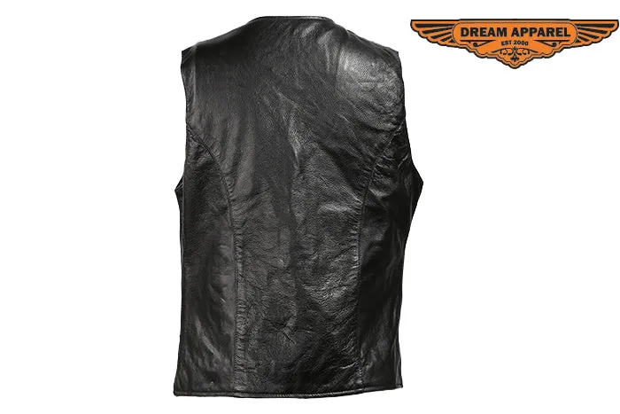 Dream Apparel Womens Motorcycle Leather Vest With Laces In The Front