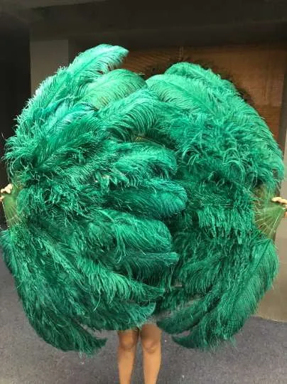 Forest green Advanced XL 2 Layers Ostrich Feather Fan 34"x 60"