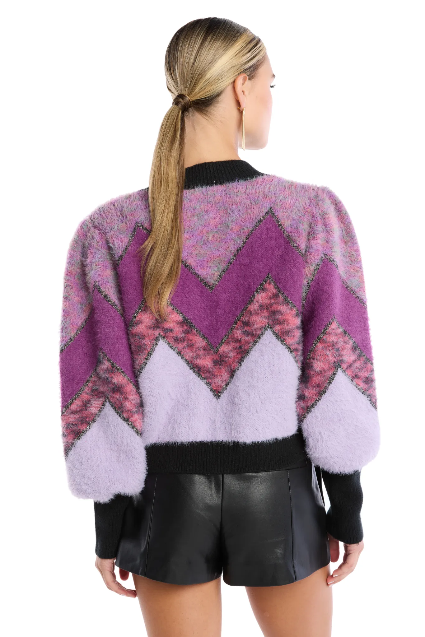 FUZZY CHEVRON CARDIGAN