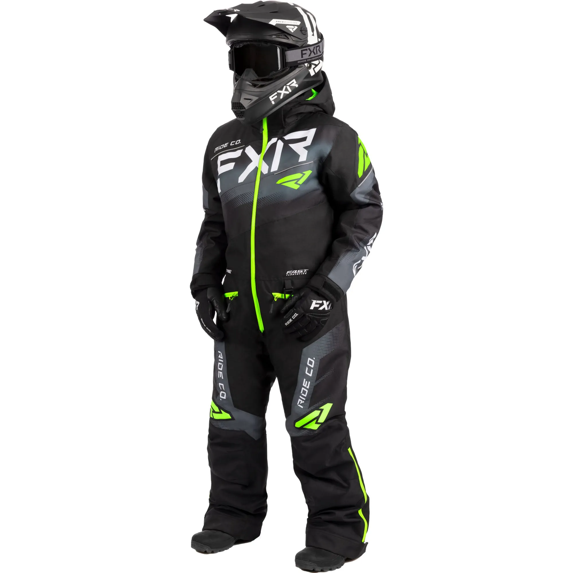 FXR  Black Charcoal Lime Child Boost Monosuit Knit Cuffs FAST Thermal Flex