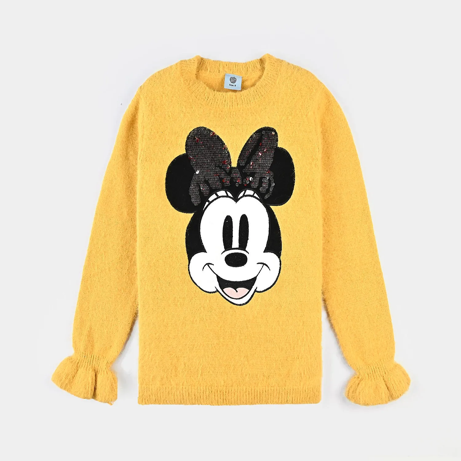 Girls Acrylic Sweater-Yellow