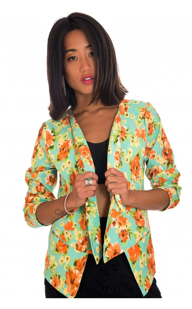 Green Floral Waterfall Jacket