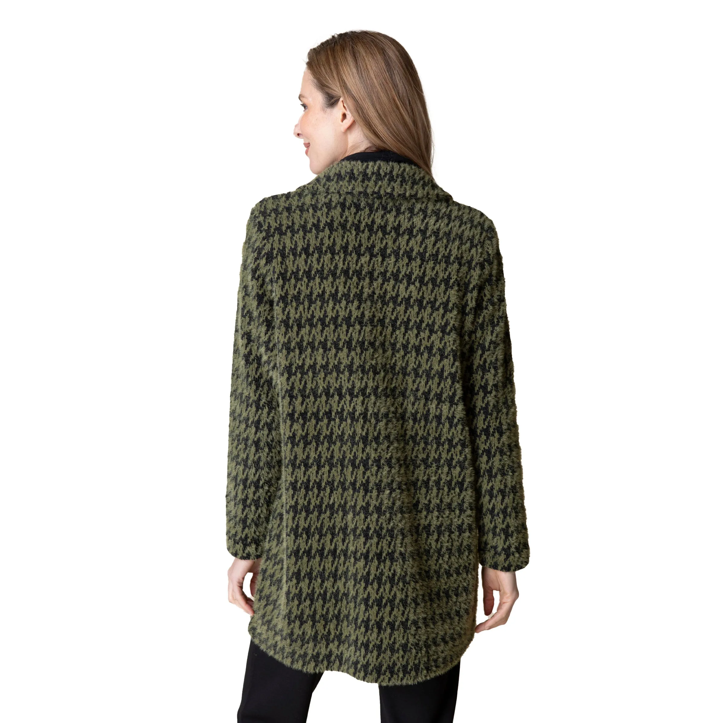 Habitat Chenille Houndstooth Car Coat in Olive - 49345-OLV