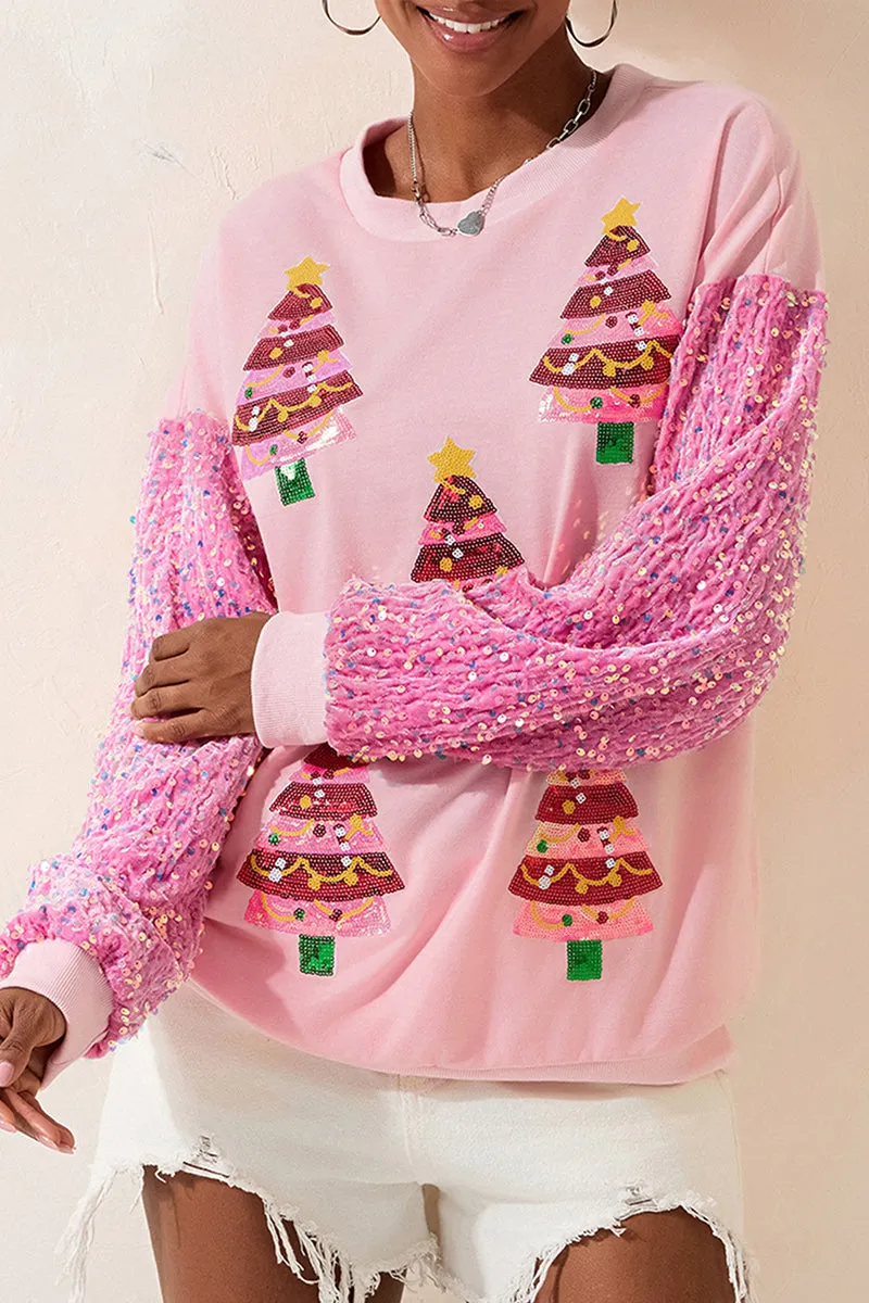 HTT1265 Gingerbread Sequin Holiday Sweater Top