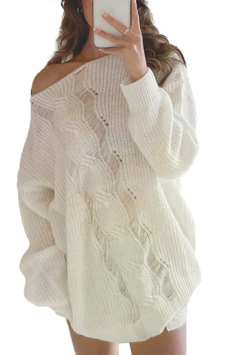 HWS1168 Frayed Charm Sweater