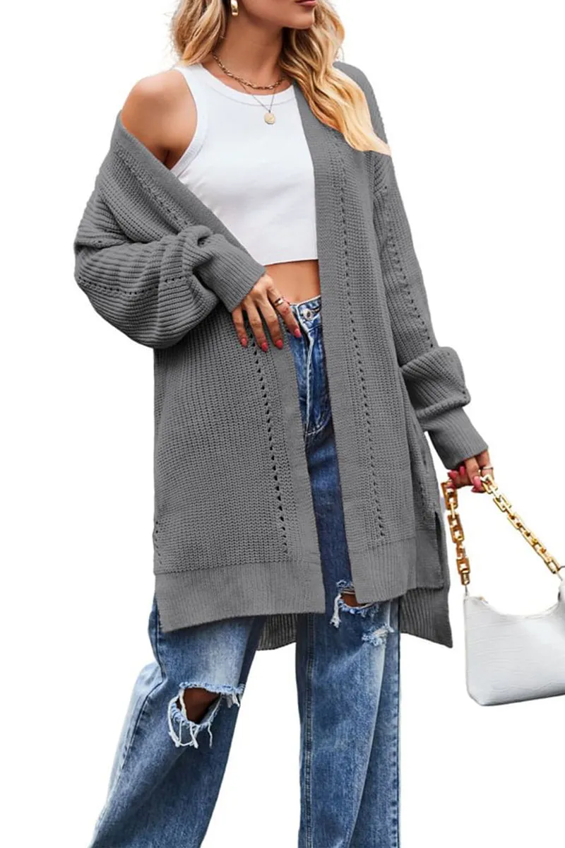 HWS1233 Casual Open-Front Long Cardigan