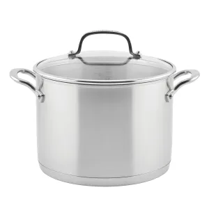 KitchenAid 3-Ply Base Stainless Steel Stockpot with Lid, 8-Quart, Brushed Stainless Steel