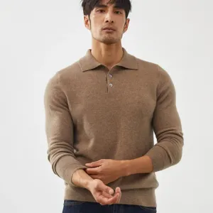 Knit classy long sleeve polo shirt fall sweater