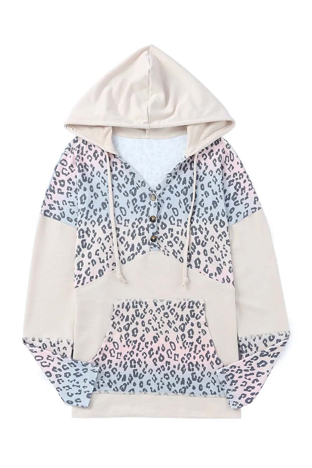 Leopard Colorblock Hooded Sweatshirt