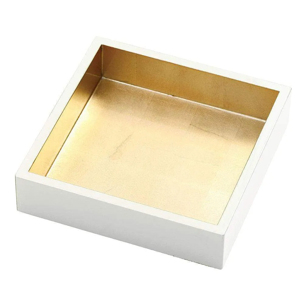 Luncheon Napkin Holder - White with Gold Lacquer