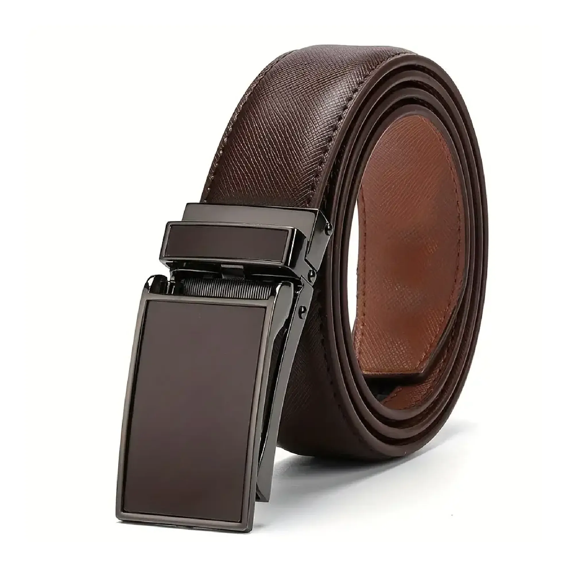 Men's Automatic Belt Buckle Belt, Genuine Leather Alloy Buckle Head Durable Belt