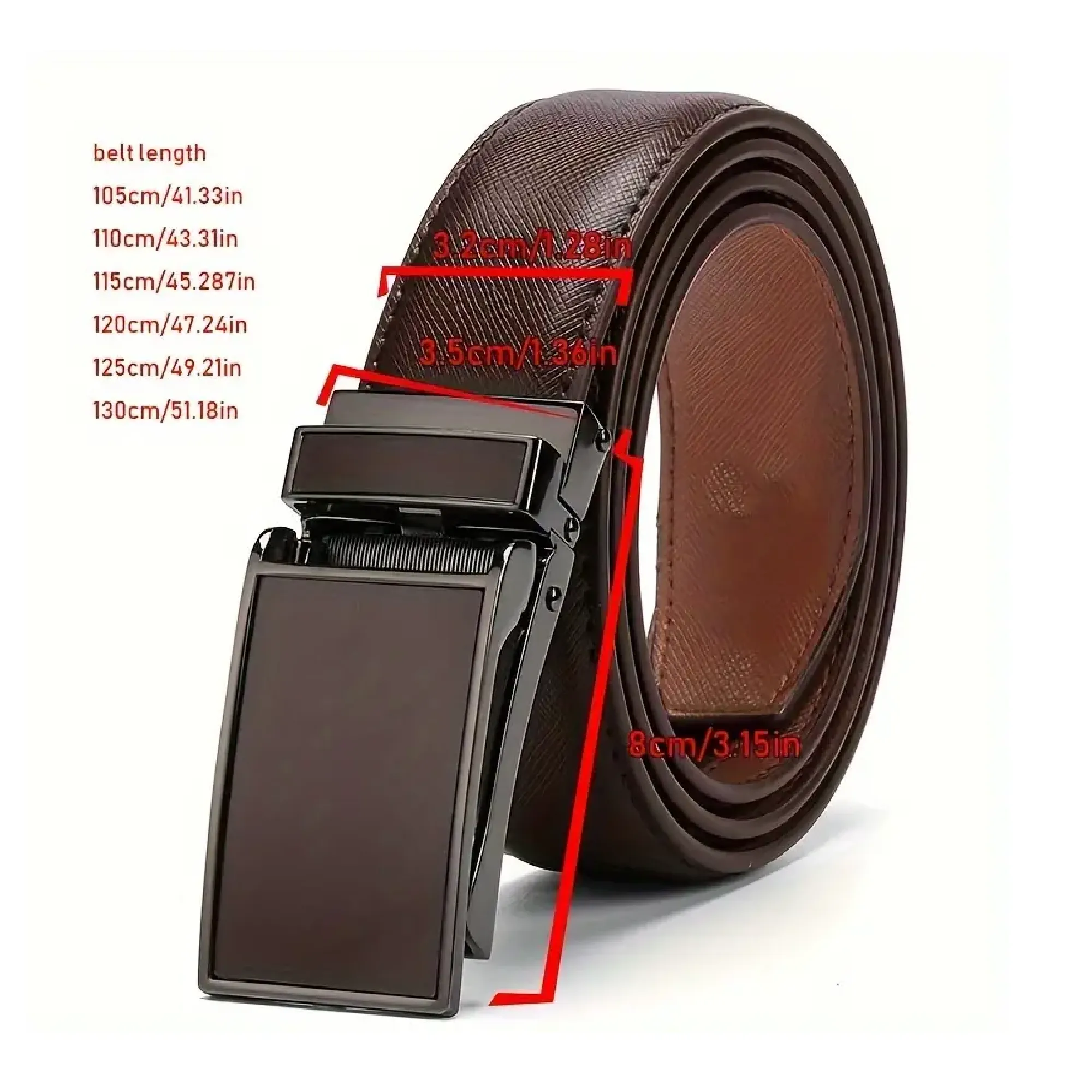 Men's Automatic Belt Buckle Belt, Genuine Leather Alloy Buckle Head Durable Belt