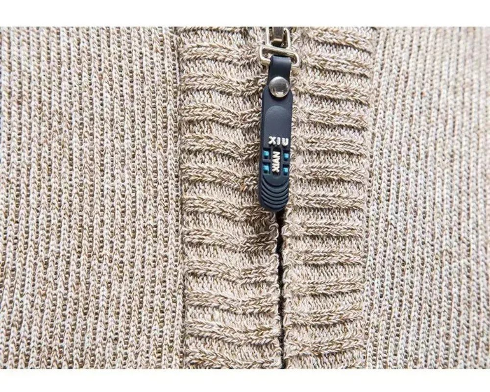 Men's  Cashmere Half Zipper Stand Collar Sweater Pullover