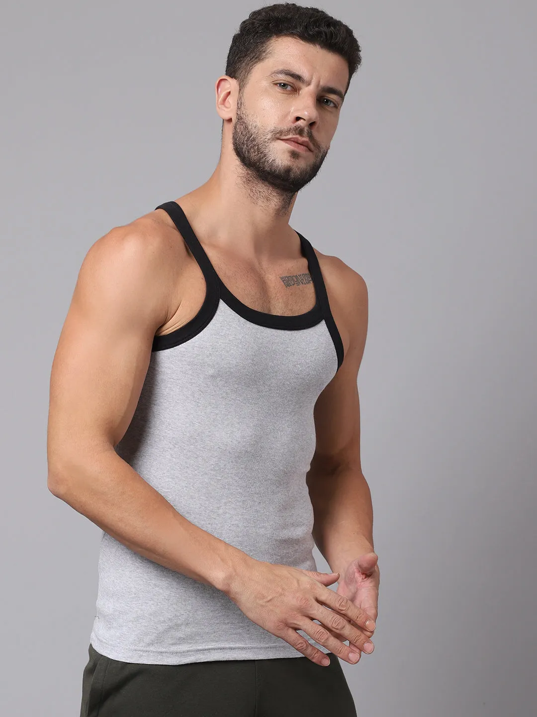 Mens Pack of 2 Grey Melange Vest