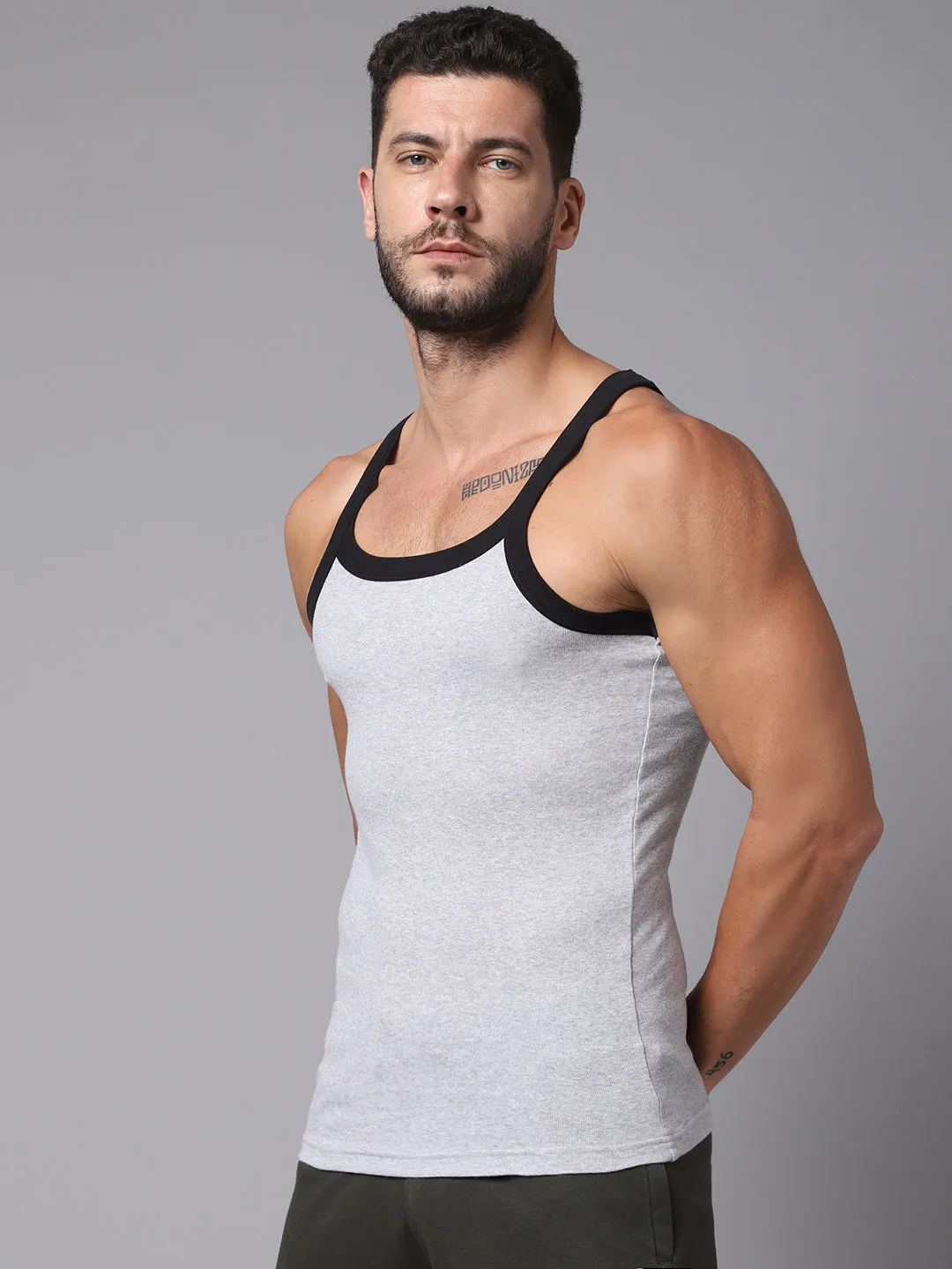 Mens Pack of 2 Grey Melange Vest