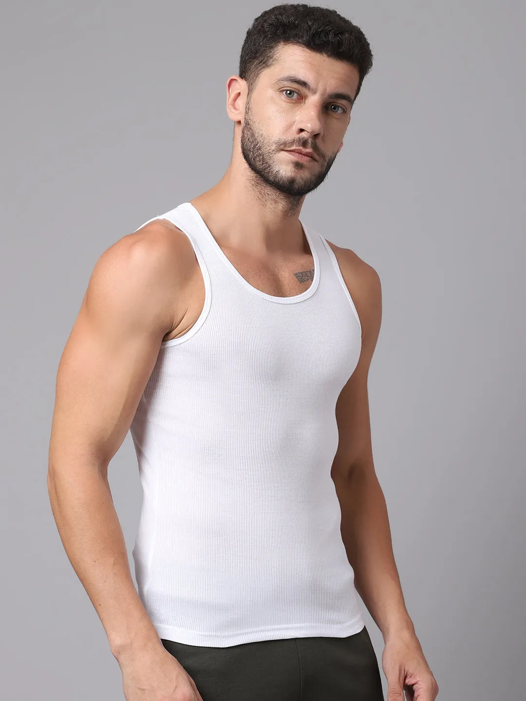 Mens Pack of 2 White Vest