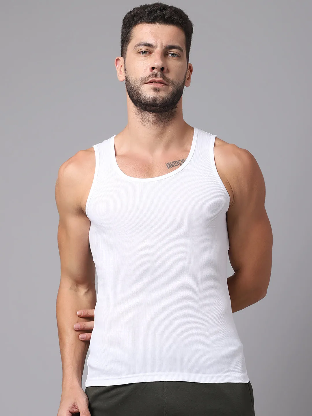 Mens Pack of 2 White Vest