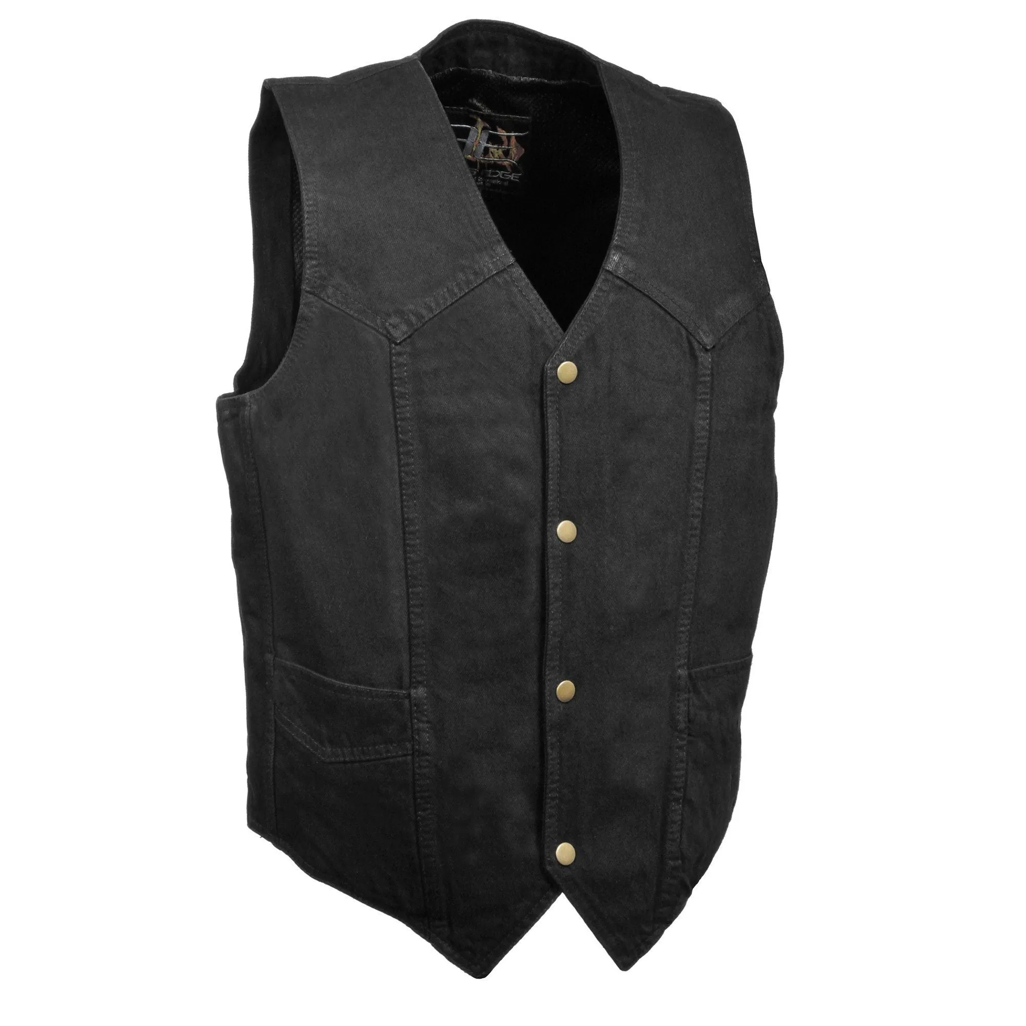 Milwaukee Performance Denim DM1310 Black Men's Classic Snap Front Denim Biker Vest