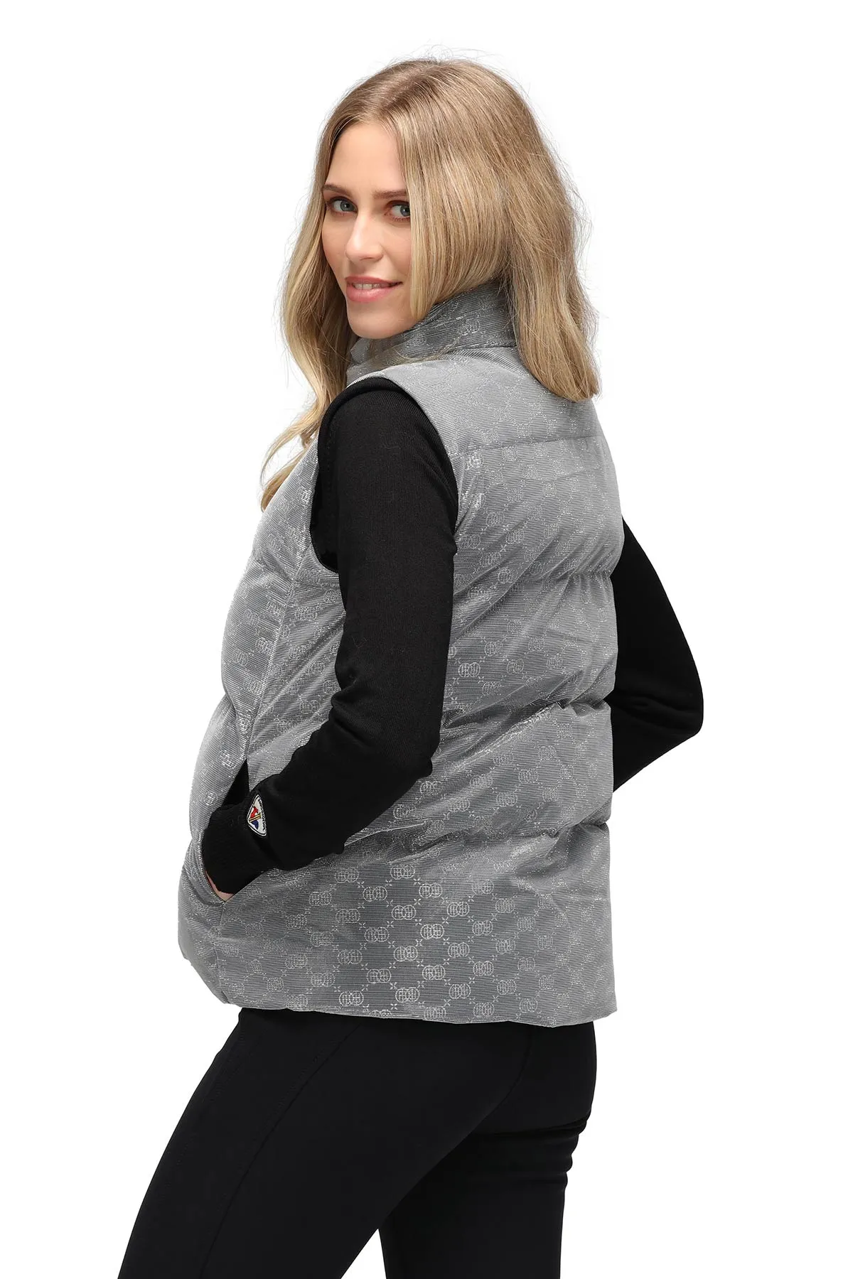 Poivre Blanc W23-1205 Puffer Gilet in Silver