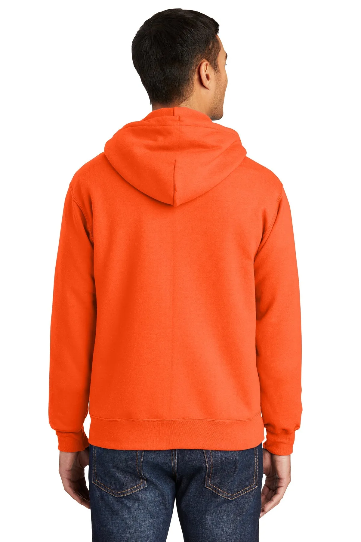 Port & Company Essential Fleece Branded Zip Hoodies, Safety Orange