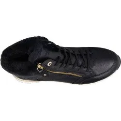 Remonte D0T77-02 Castor Black Leather Tex Lace-Up Fur Trainer Boots