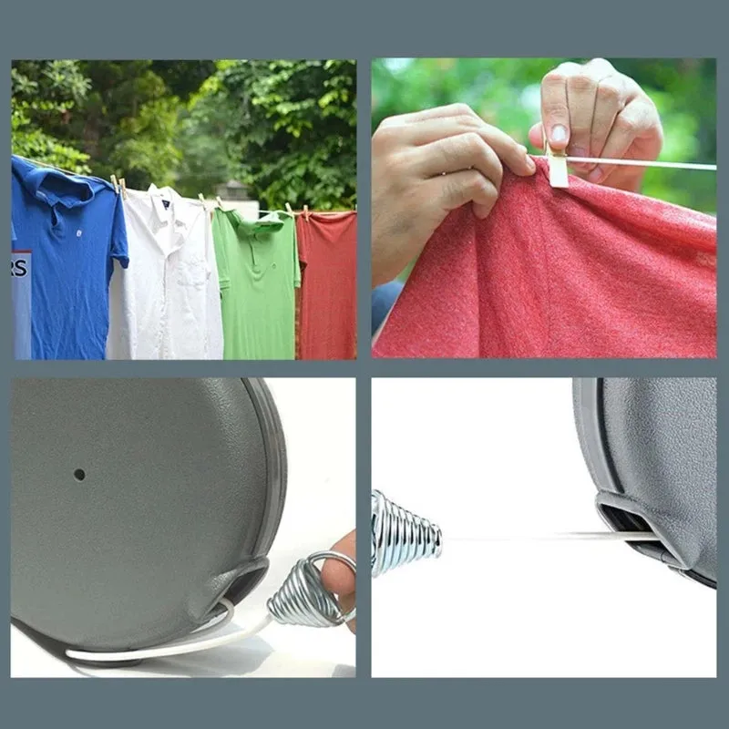 Retractable Clothesline Indoor Outdoor Heavy Duty Clothes Drying Laundry Line Wall Mounted Drying Line