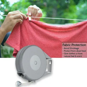 Retractable Clothesline Indoor Outdoor Heavy Duty Clothes Drying Laundry Line Wall Mounted Drying Line