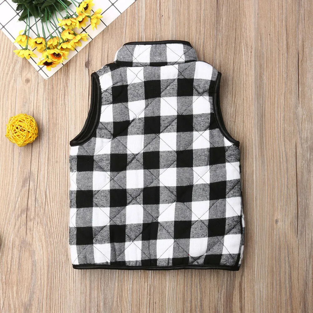 Richie - Plaid Checks Boys Vest , Black & White