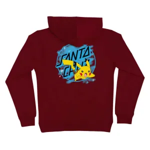 Santa Cruz x Pokemon Youth Pikachu Spray Dot Pullover Hood - Maroon