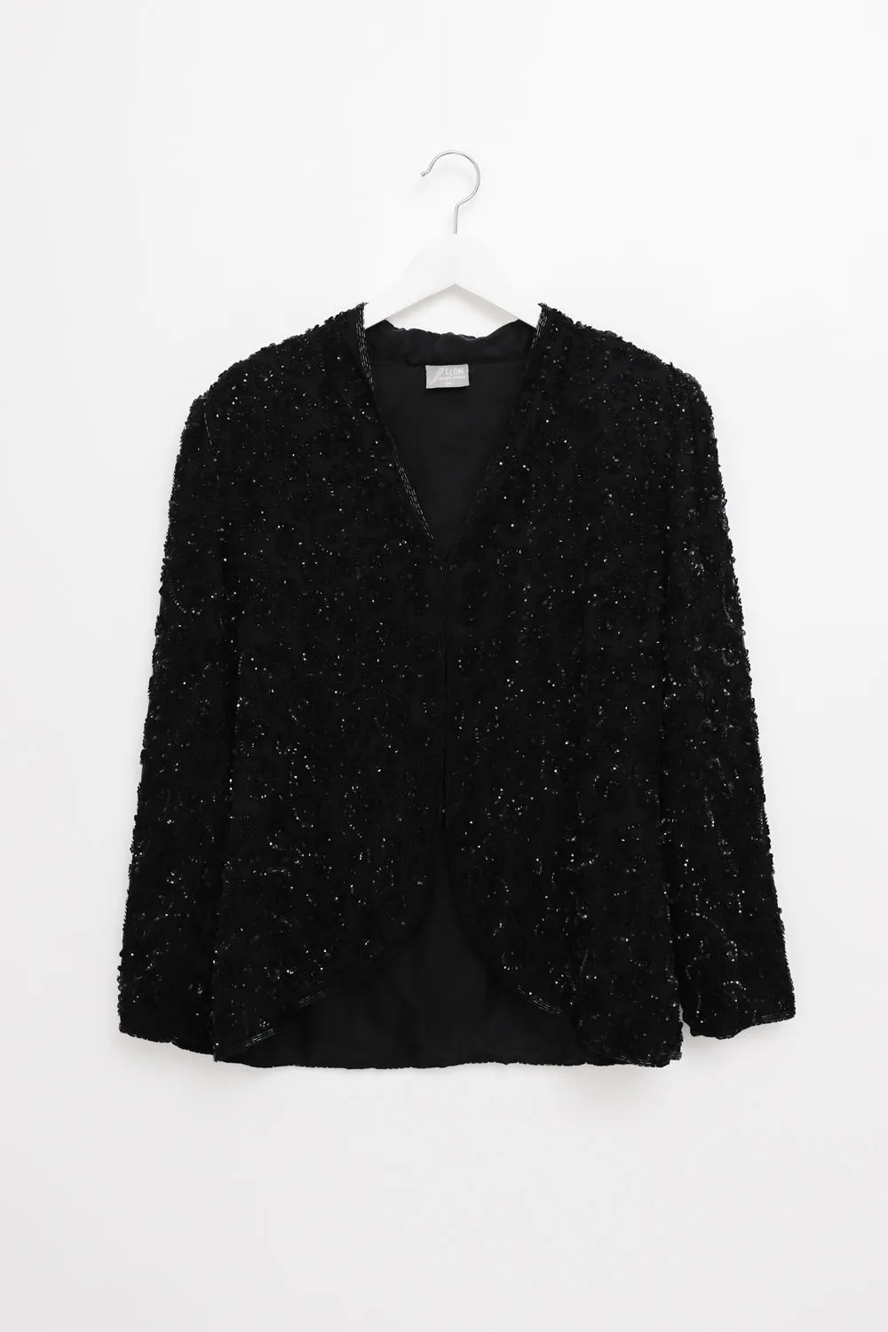 SILK SEQUIN BLACK HANDMADE VINTAGE JACKET