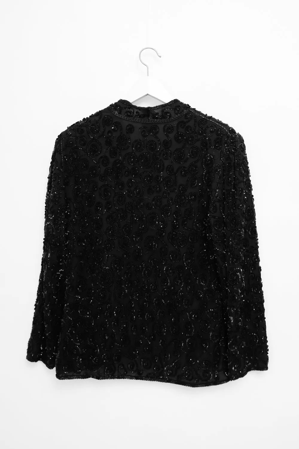 SILK SEQUIN BLACK HANDMADE VINTAGE JACKET