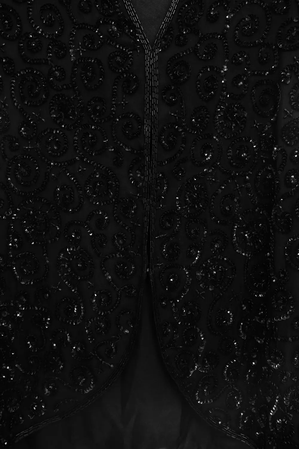 SILK SEQUIN BLACK HANDMADE VINTAGE JACKET