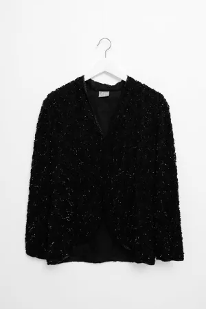 SILK SEQUIN BLACK HANDMADE VINTAGE JACKET