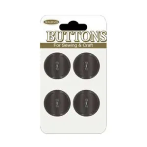 Sullivans Round Button 4pc, Black- 18mm