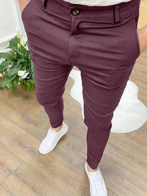 Summer Men's Casual Pants High Elastic Solid Color