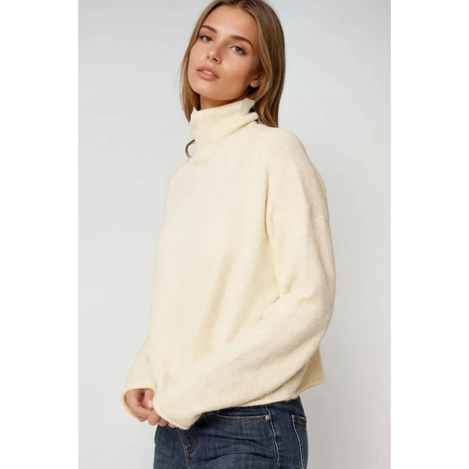 The Chill Vibe Cream Turtleneck Sweater